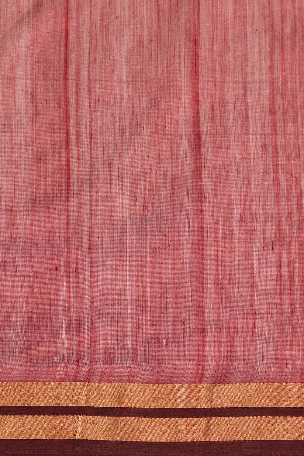 Dark Red Woven Pure Silk Tissue Chanderi Saree image number null