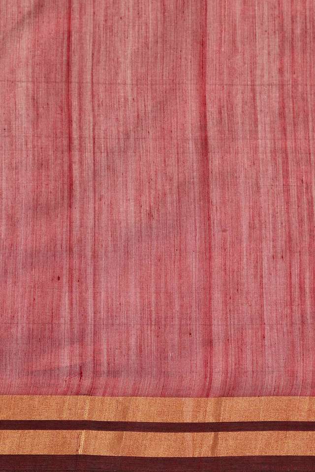 Dark Red Woven Pure Silk Tissue Chanderi Saree thumbnail image number null