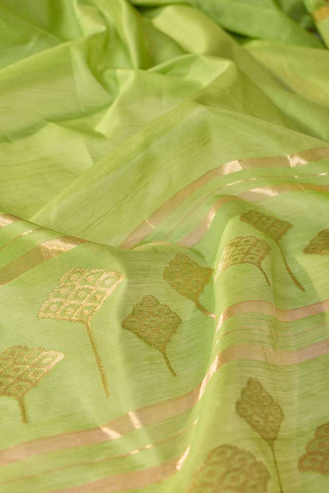 Green Woven Pure Silk Cotton Chanderi Saree thumbnail image number null
