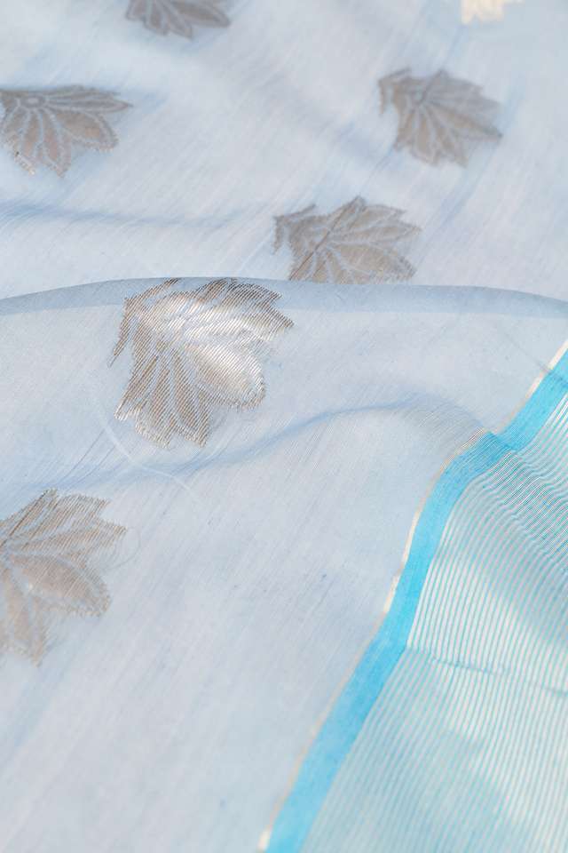 Light Blue Silk Cotton Chanderi Woven Saree thumbnail image number null