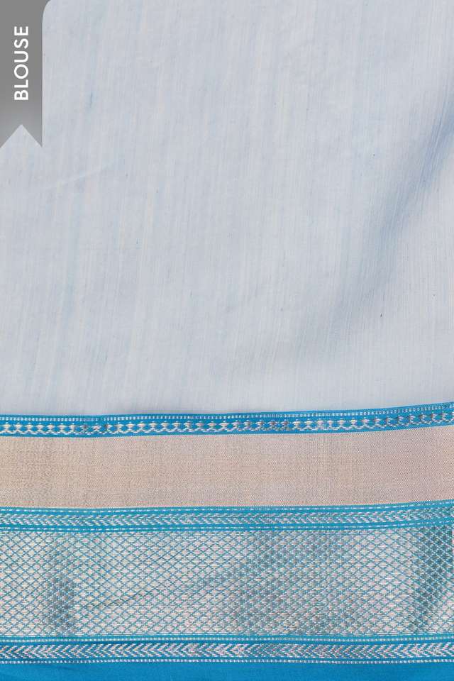 Light Blue Silk Cotton Chanderi Woven Saree thumbnail image number null