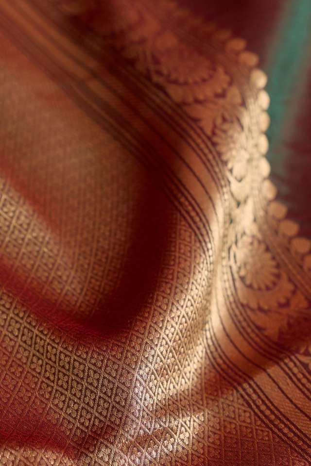 Dark Green Silk Viscose Cutwork Banarasi Saree thumbnail image number null