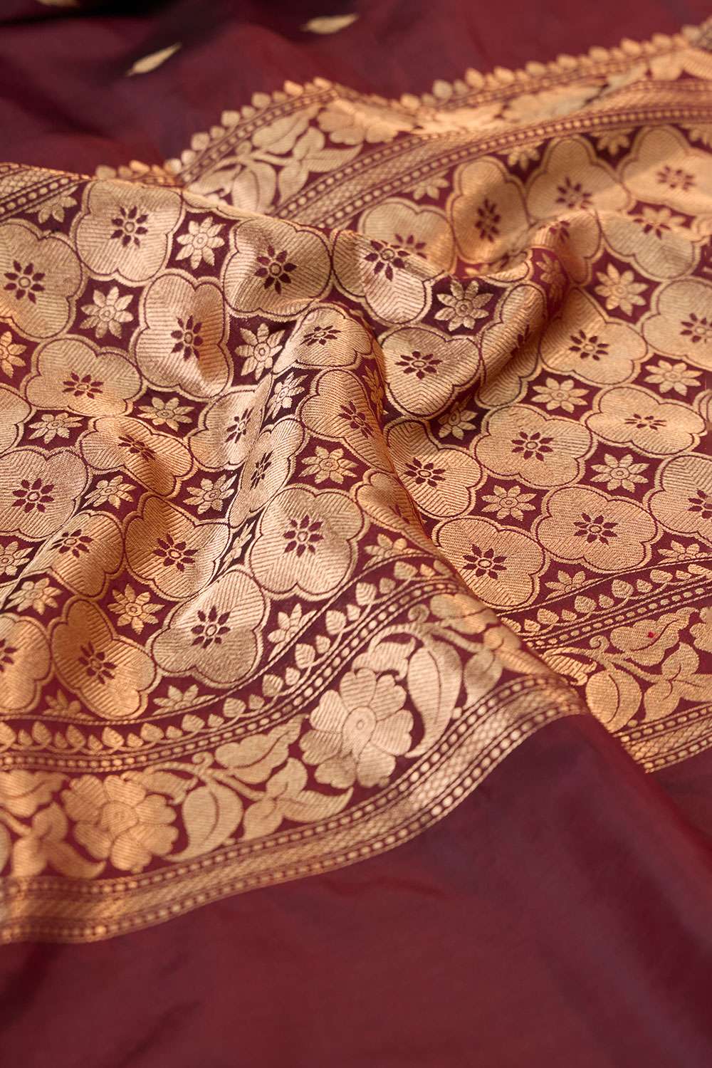 Dark Brown Cutwork Banaras Saree image number null
