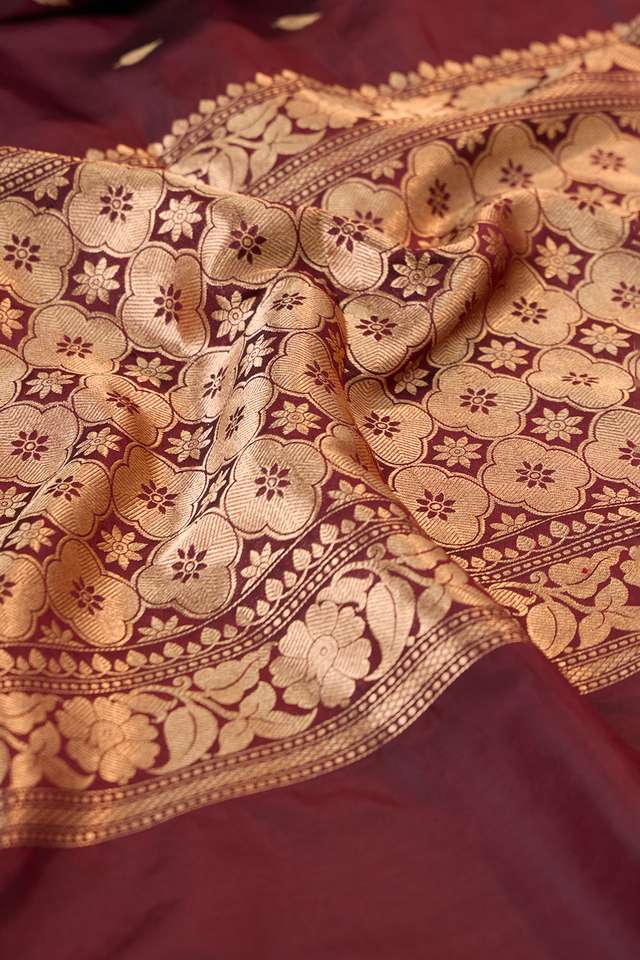 Dark Brown Cutwork Banaras Saree thumbnail image number null