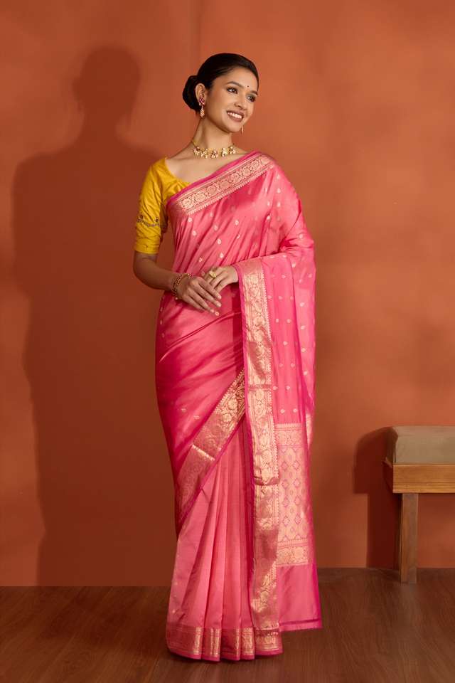 Light Pink Silk Viscose Cutwork Banarasi Saree thumbnail image number null