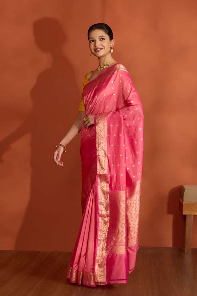 Light Pink Silk Viscose Cutwork Banarasi Saree thumbnail image number null