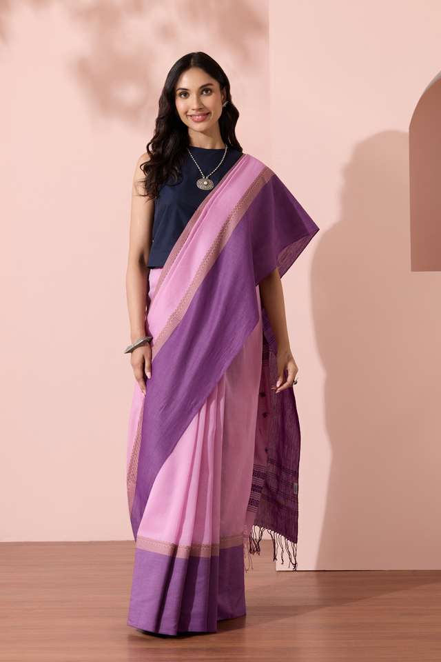 Light Pink Woven Pure Cotton Bengal Saree thumbnail image number null