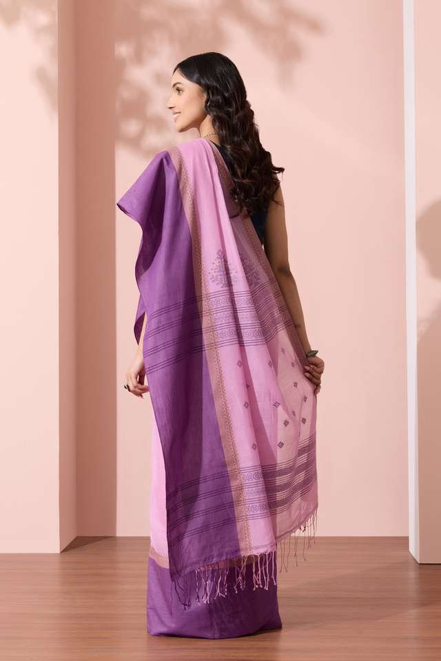 Light Pink Woven Pure Cotton Bengal Saree thumbnail image number null