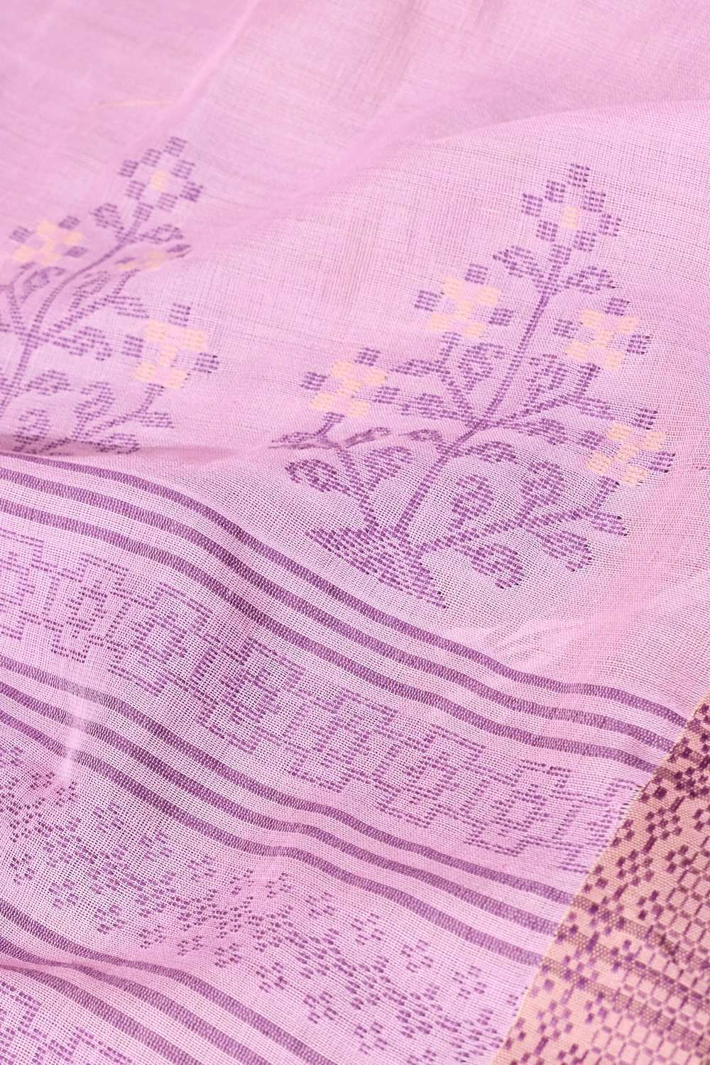 Light Pink Woven Pure Cotton Bengal Saree image number null