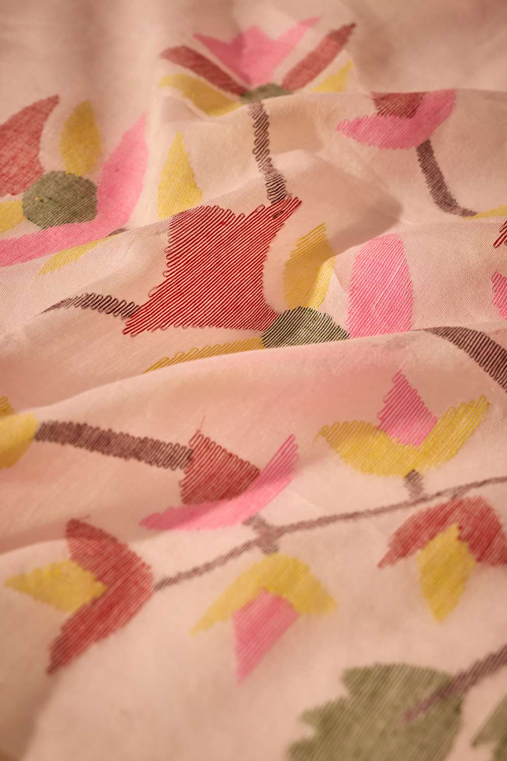 Light Pink Bengal Pure Silk Cotton Jamdani Saree image number null
