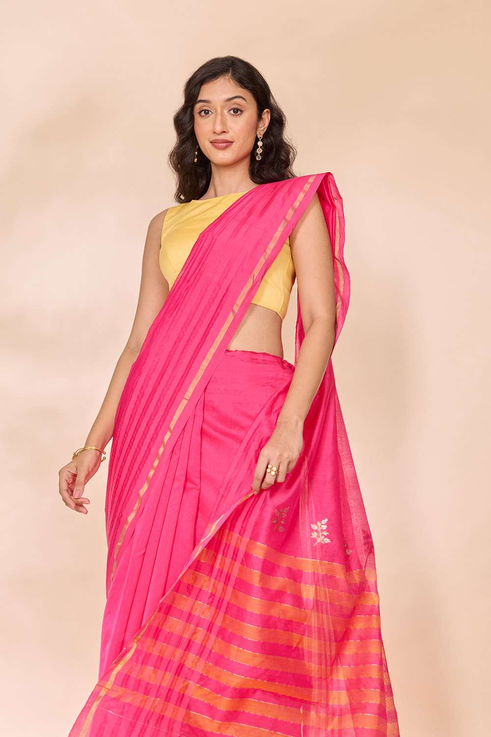 Pink Eknaliya Pure Silk Cotton Chanderi Saree image number null
