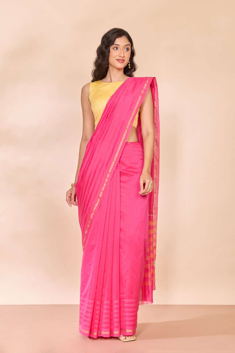 Pink Eknaliya Pure Silk Cotton Chanderi Saree image number null
