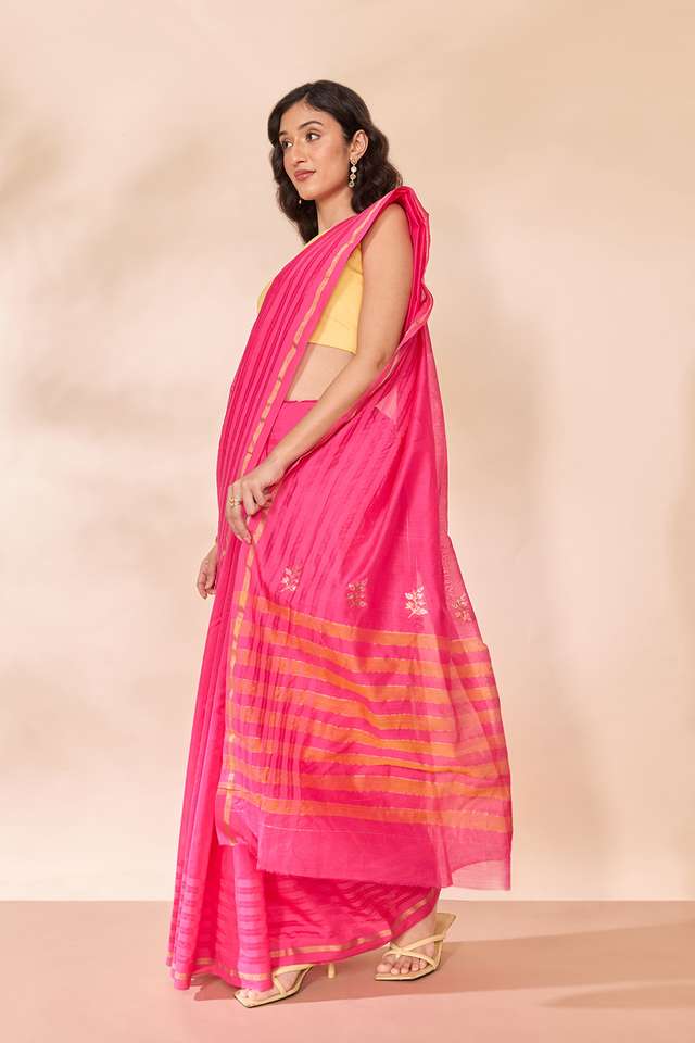 Pink Eknaliya Pure Silk Cotton Chanderi Saree thumbnail image number null
