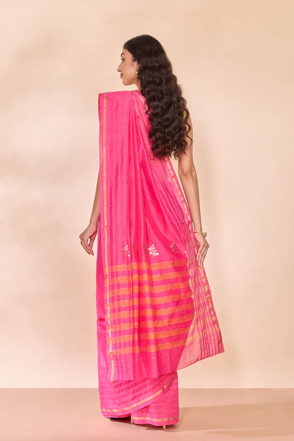 Pink Eknaliya Pure Silk Cotton Chanderi Saree image number null