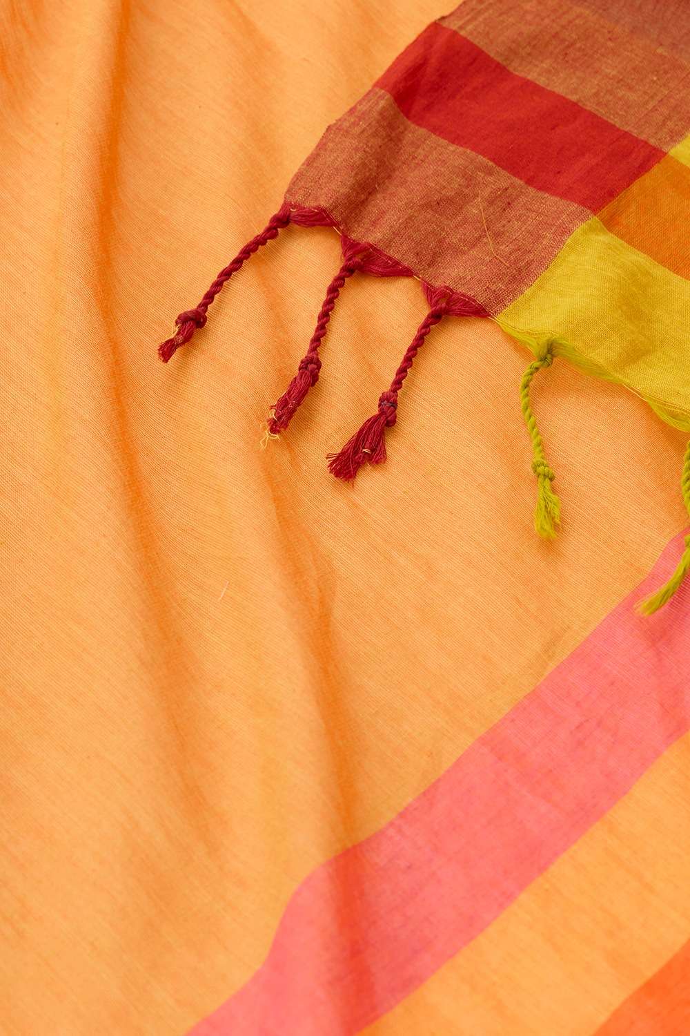 Orange Woven Pure Cotton Bengal Saree image number null