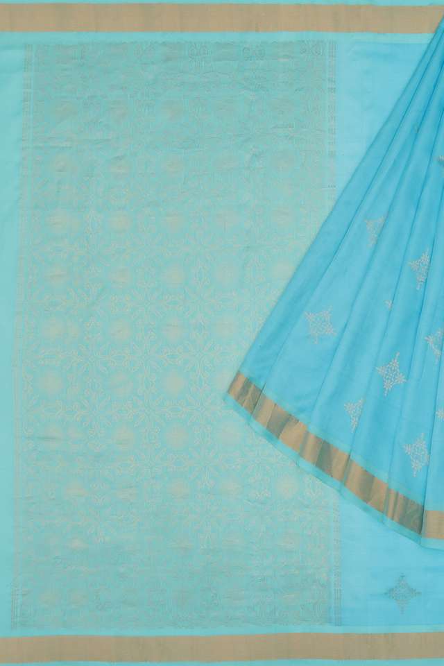 Light Blue Woven Soft Pure Silk Saree thumbnail image number null