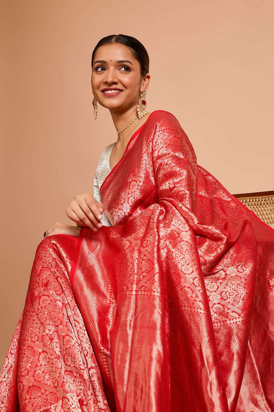 Red Pure Silk Brocade Banaras Saree
