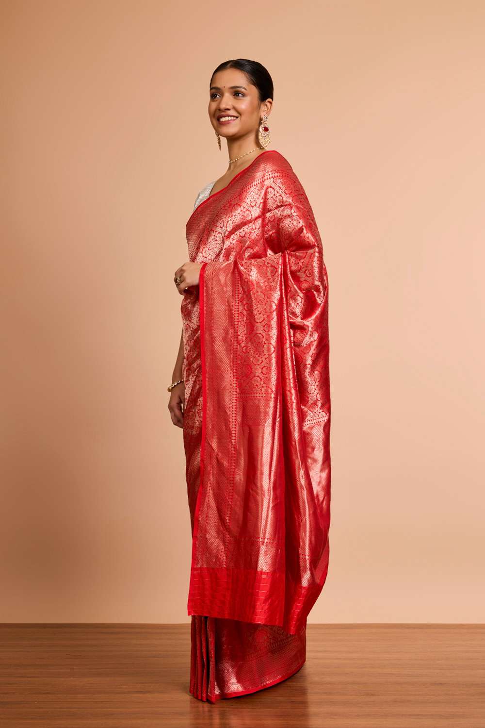 Red Pure Silk Brocade Banaras Saree image number null