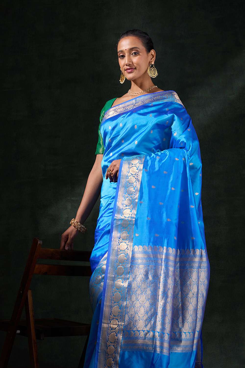 Blue Silk Viscose Cutwork Saree image number null