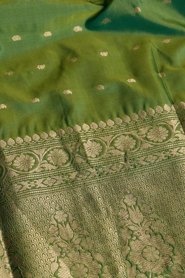 Green Silk Viscose Cutwork Saree thumbnail image number null