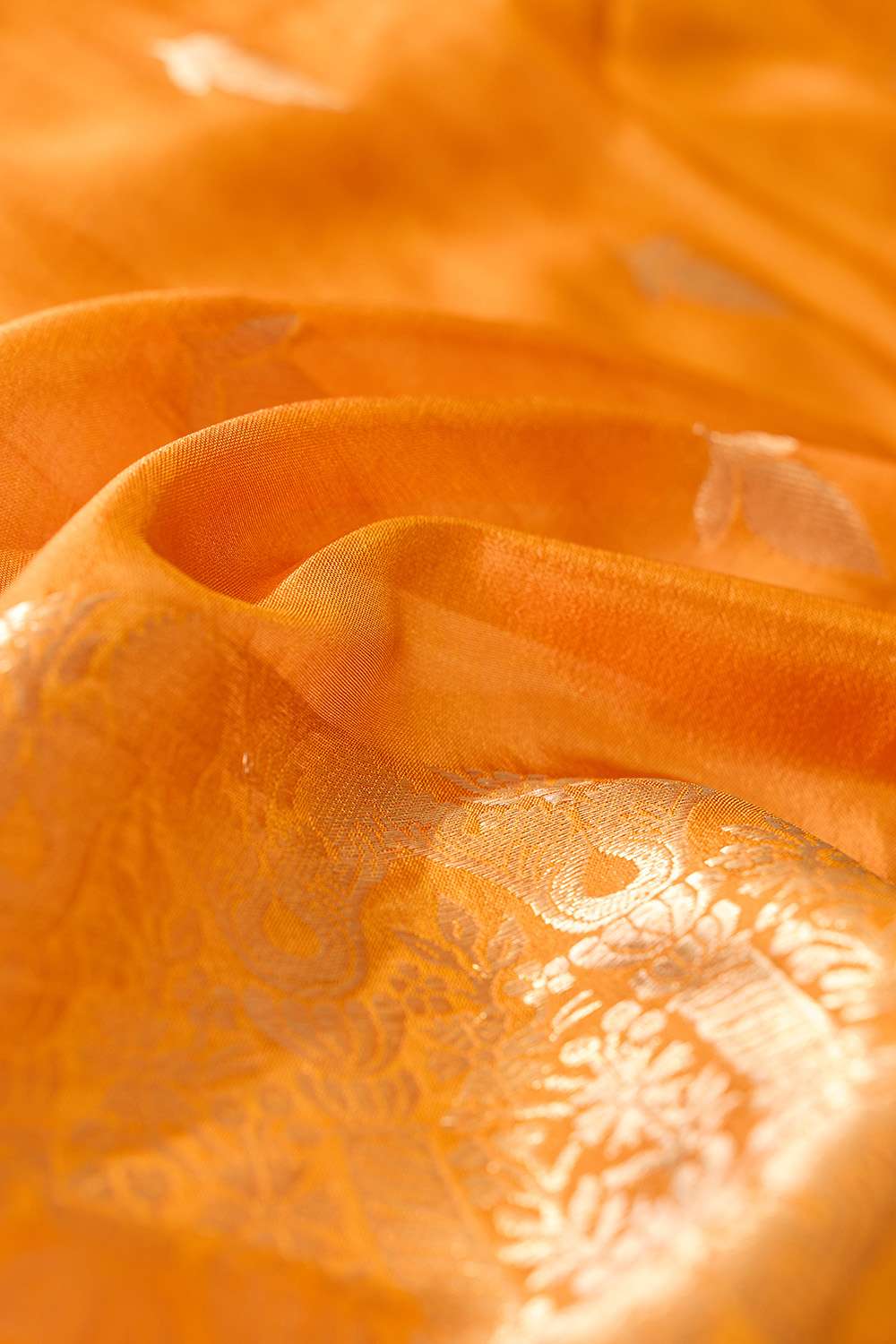 Dark Orange Silk Viscose Cutwork Banaras  Saree image number null