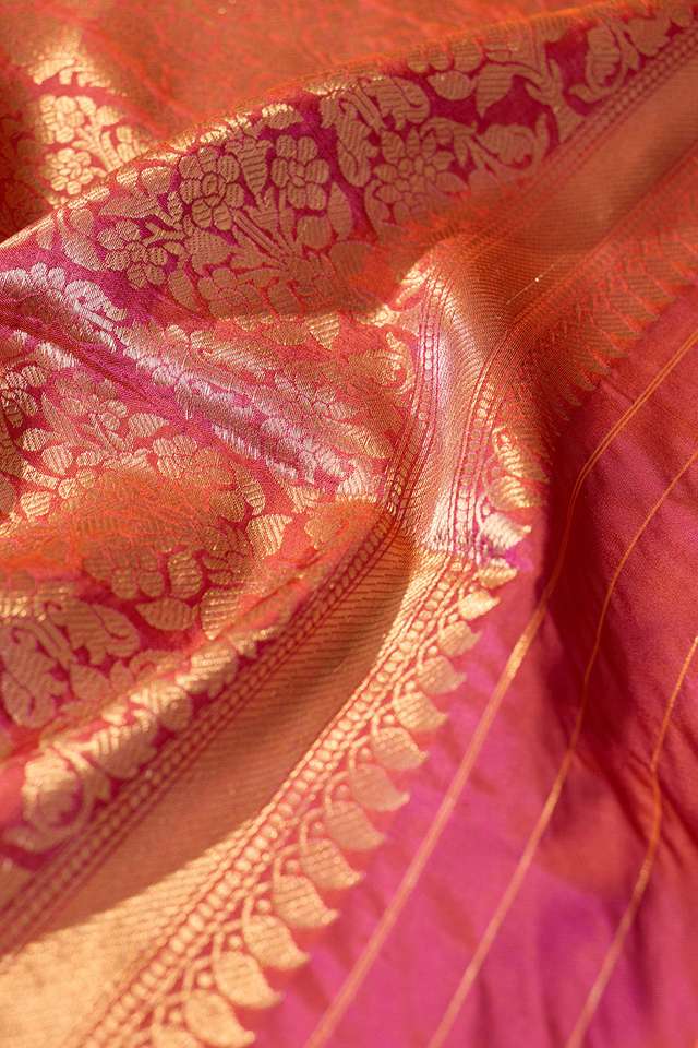 Dark Pink Silk Viscose Cutwork Banarasi Inspired Design Saree thumbnail image number null
