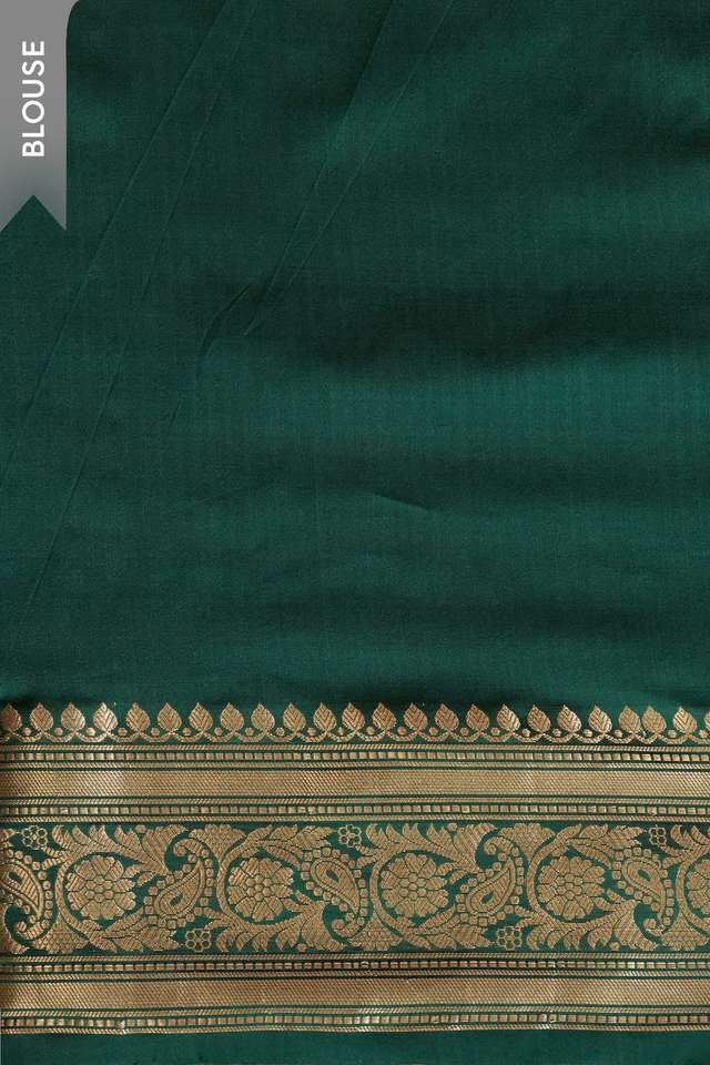 Green Silk Viscose Cutwork Banaras Inspired Design Saree thumbnail image number null