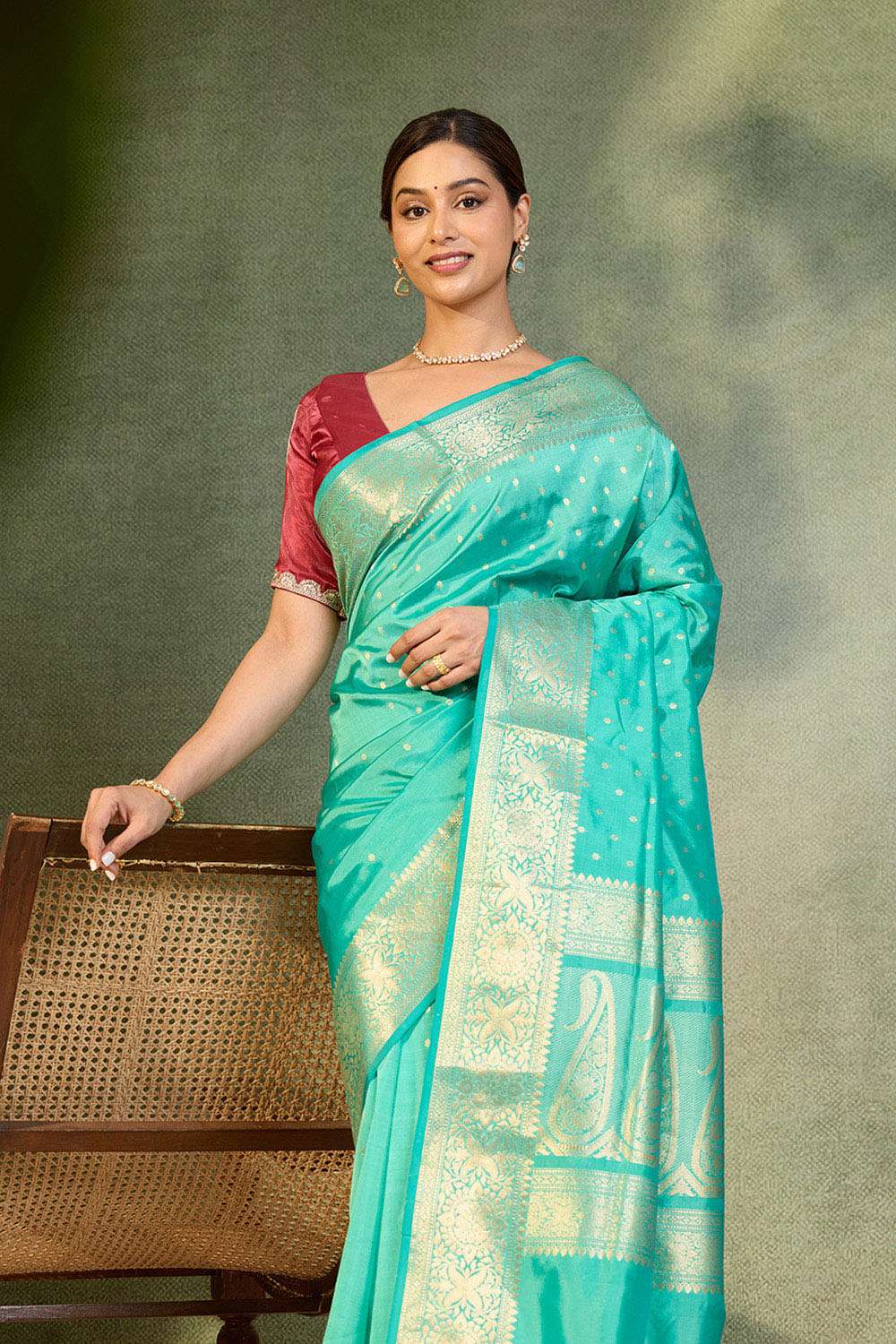 Blue Silk Viscose Cutwork Banaras  Saree image number null