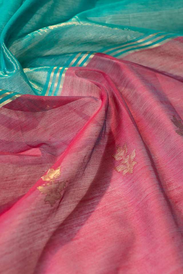 Green Woven Pure Silk Cotton Chanderi Saree thumbnail image number null