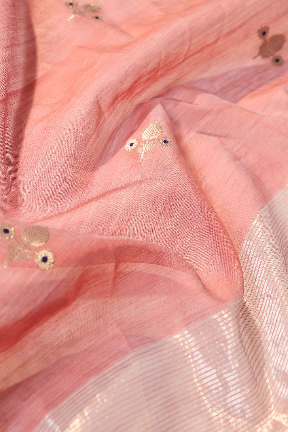 Dark Pink Eknaliya Pure Silk Cotton Chanderi Saree image number null