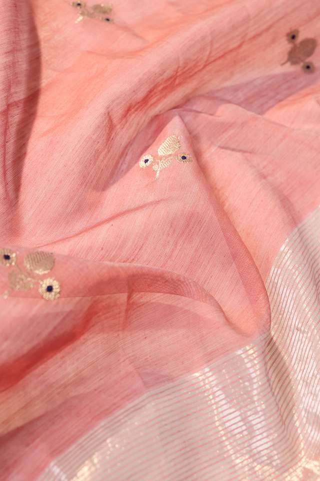 Dark Pink Eknaliya Pure Silk Cotton Chanderi Saree thumbnail image number null