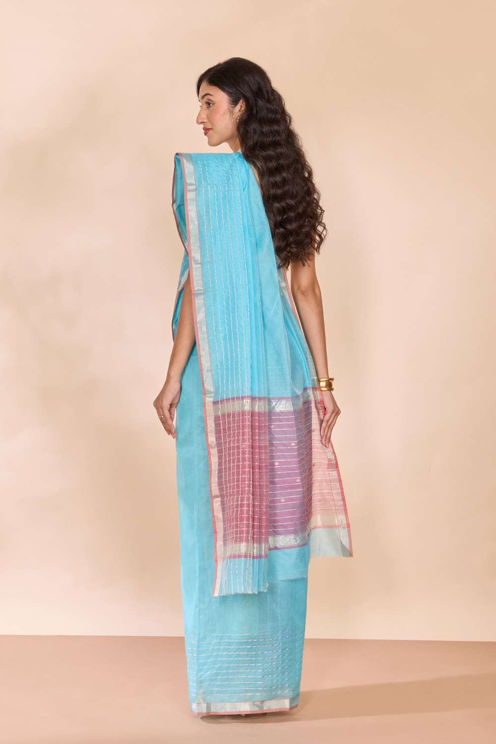 Light Blue Woven Pure Silk Cotton Chanderi Saree image number null