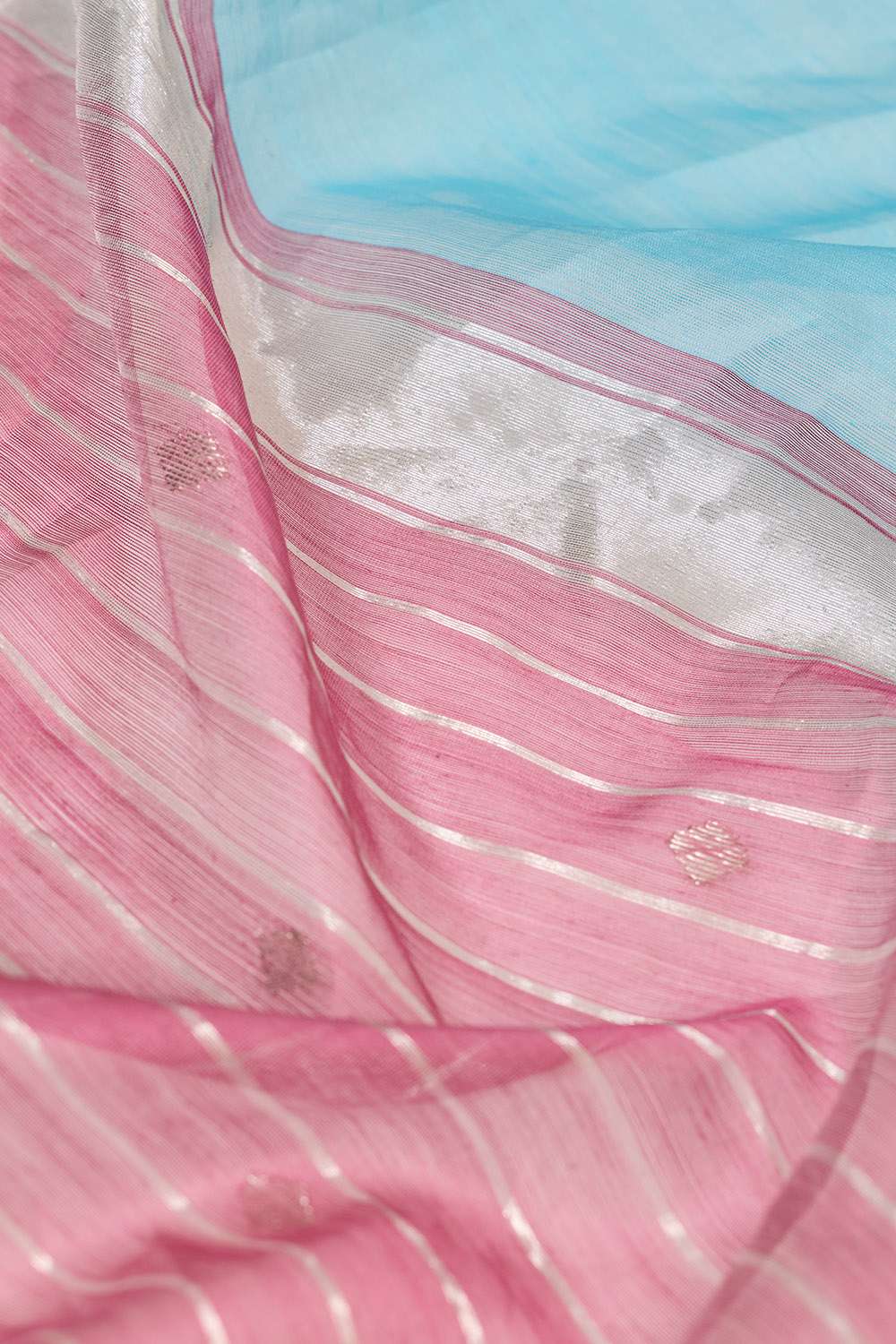 Light Blue Woven Pure Silk Cotton Chanderi Saree image number null