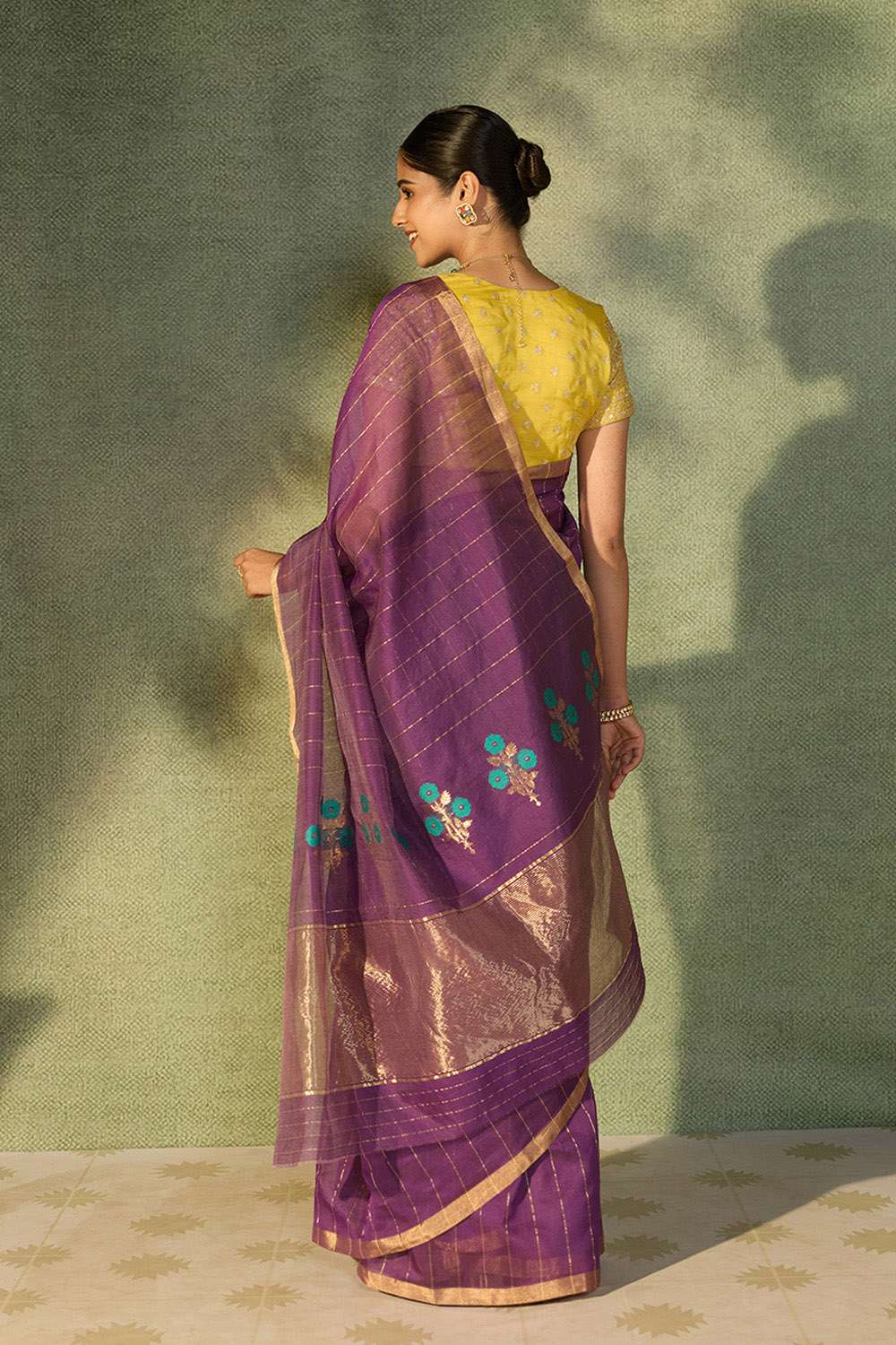 Purple Woven Pure Silk Cotton Chanderi Saree image number null