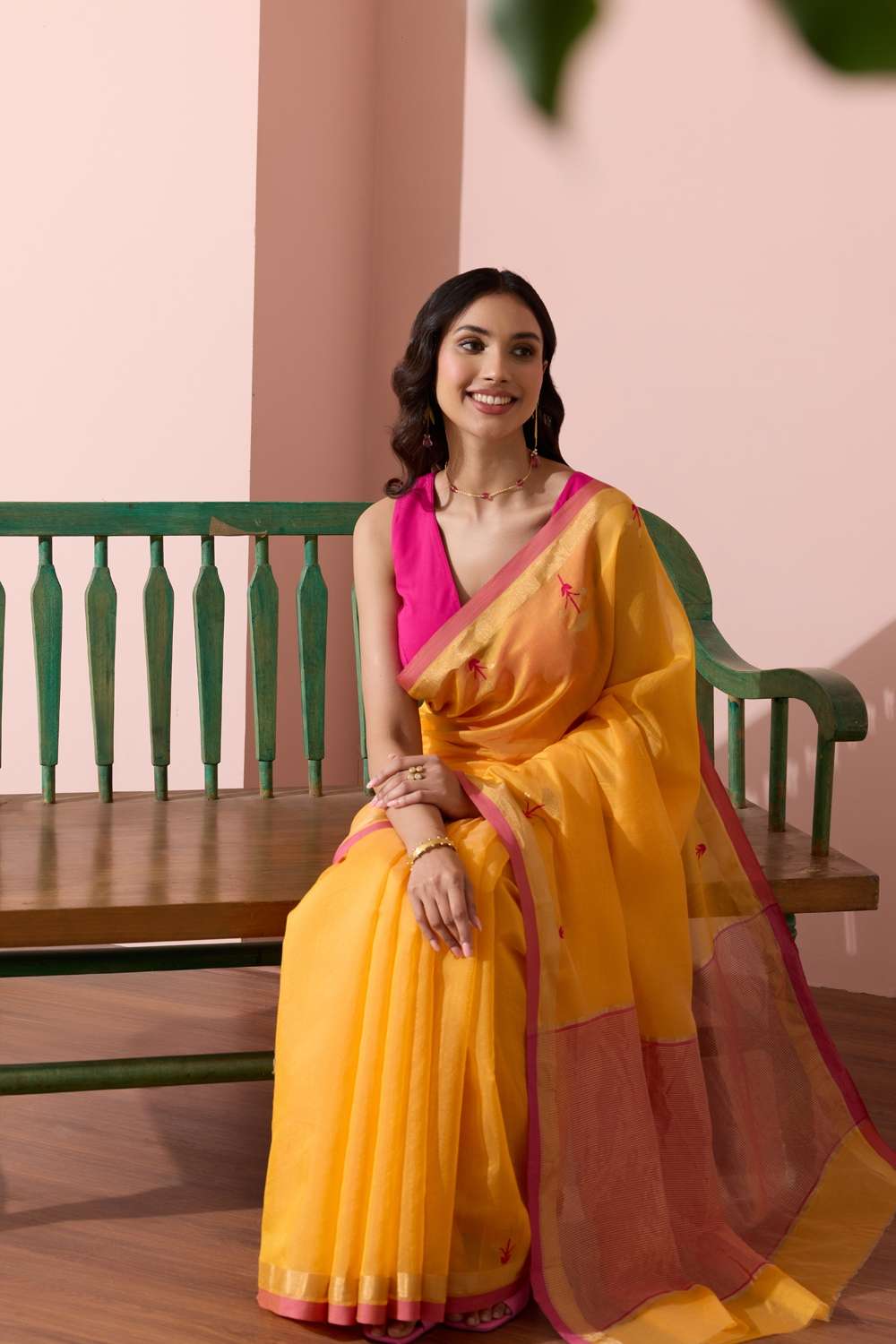 Orange Chanderi Eknaliya Pure Silk Cotton Saree image number null