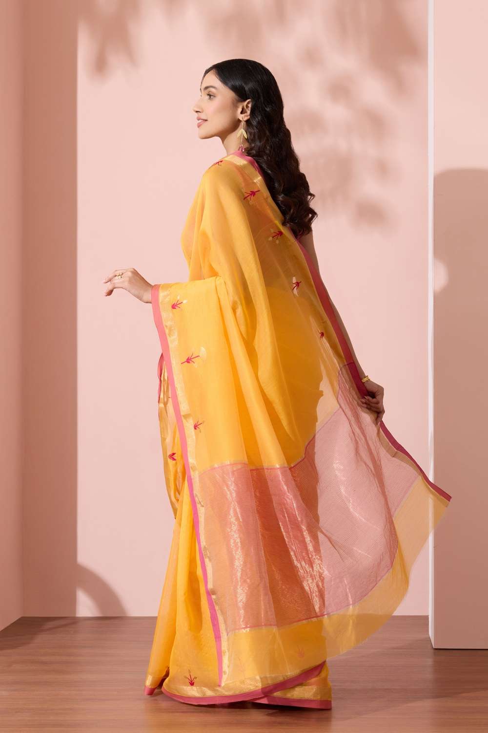 Orange Chanderi Eknaliya Pure Silk Cotton Saree image number null