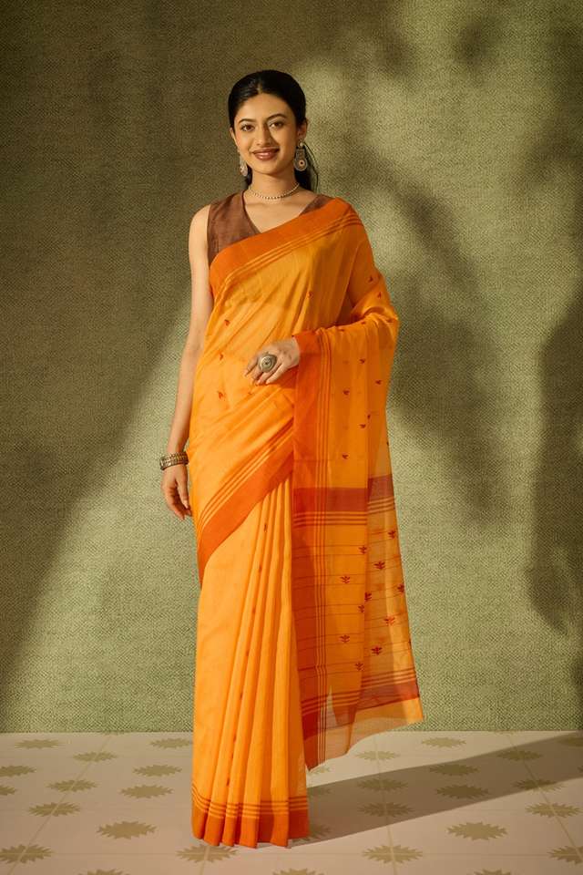 Light Orange Woven Pure Silk Cotton Chanderi Saree thumbnail image number null