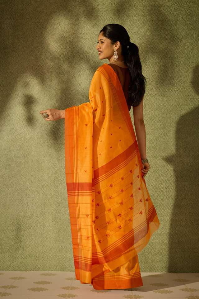 Light Orange Woven Pure Silk Cotton Chanderi Saree thumbnail image number null