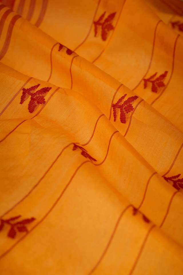 Light Orange Woven Pure Silk Cotton Chanderi Saree thumbnail image number null