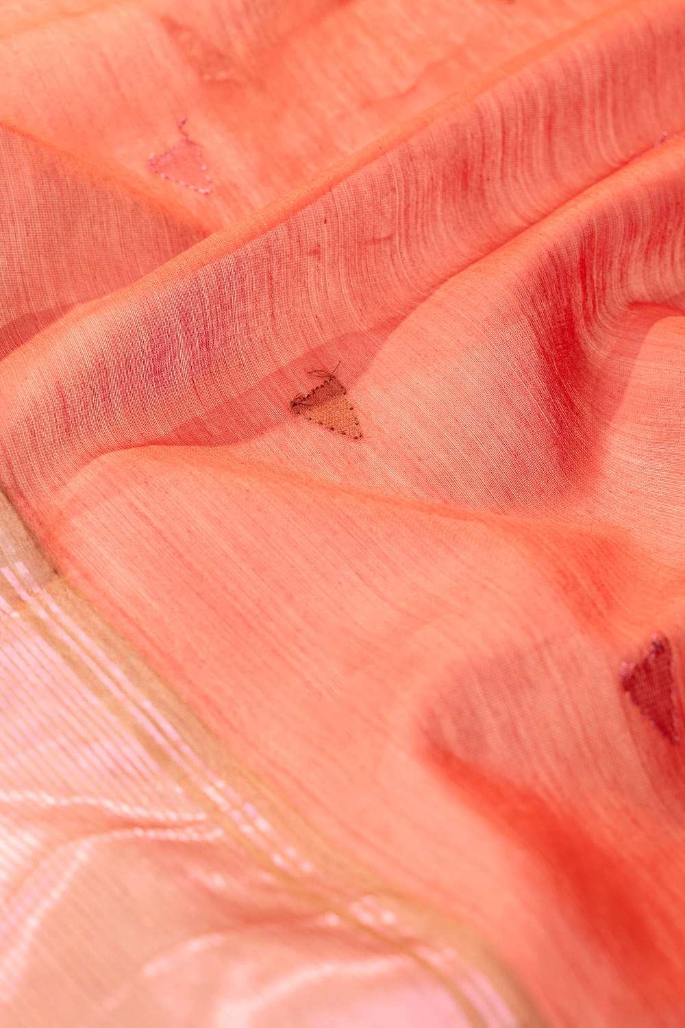 Dark Orange Woven Pure Silk Cotton Chanderi Saree image number null