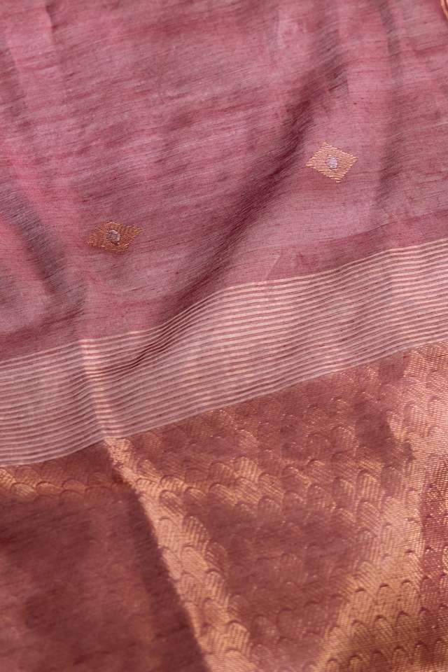 Dark Red Woven Pure Silk Cotton Bengal Saree thumbnail image number null