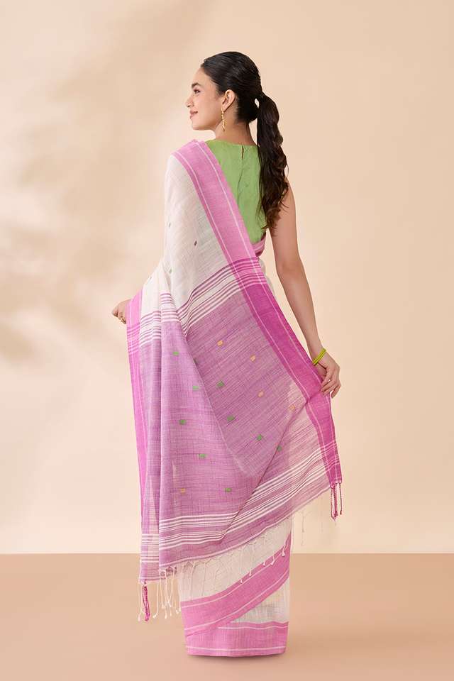 Off White Bengal Pure Cotton Jamdani Saree thumbnail image number null