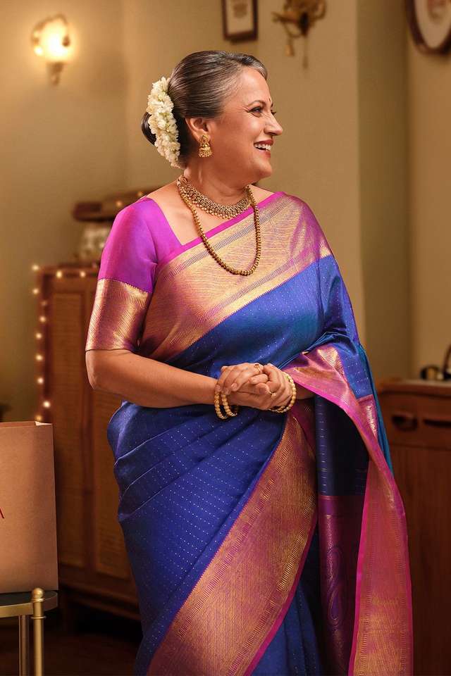 Blue Kanjeevaram Pure Silk Saree image number