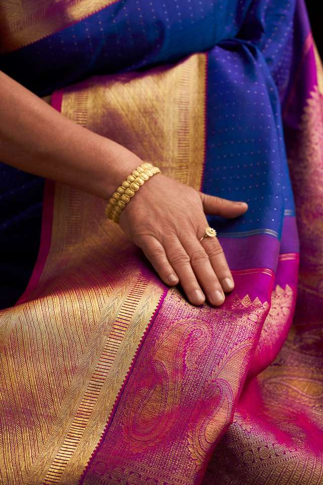 Blue Kanjeevaram Pure Silk Saree thumbnail image number null