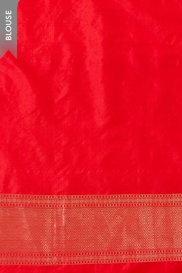 Red Pure Silk Cutwork Banaras Saree thumbnail image number null