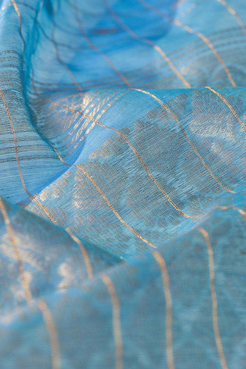Light Blue Woven Pure Silk Cotton Saree image number null
