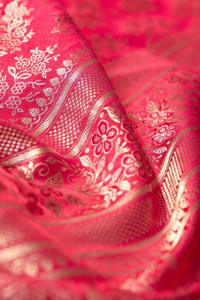 Pink Pure Silk Tanchoi Banarasi Saree thumbnail image number null
