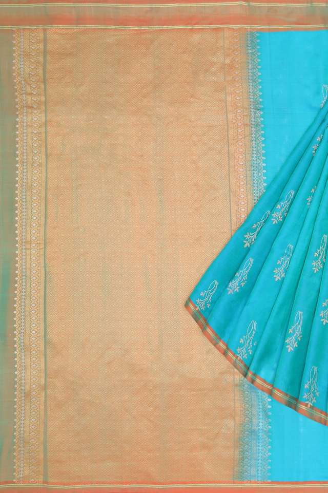 Blue Woven Soft Pure Silk Saree thumbnail image number null
