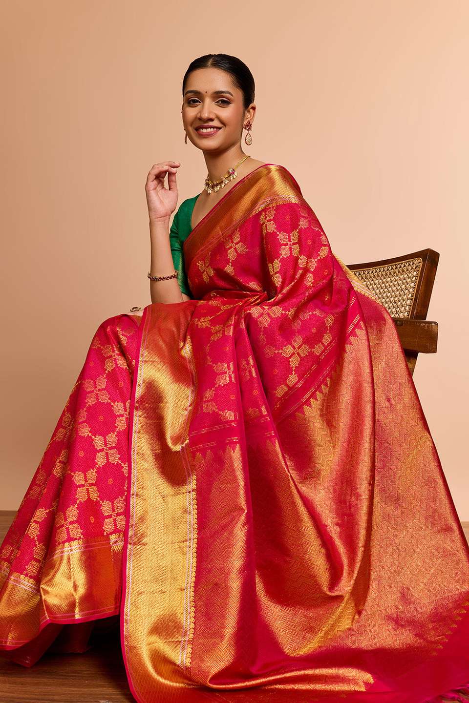 Pink Brocade Pure Silk Kanjeevaram Saree