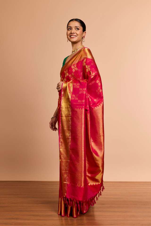 Pink Brocade Pure Silk Kanjeevaram Saree thumbnail image number null